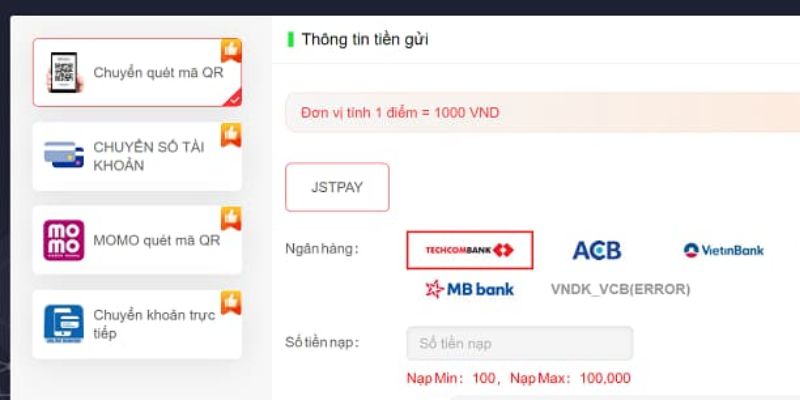 Giao dịch thông qua tài khoản ngân hàng siêu tốc